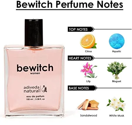 Adiveda Natural Bewitch Eau de Parfum - Sweet Amber Musk Perfume for Women - 100 ml