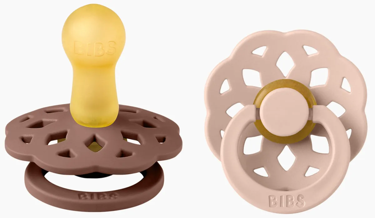 BIBS Boheme Pacifier, 2 Pack - Woodchuck/Blush - Size 2 (6  m)