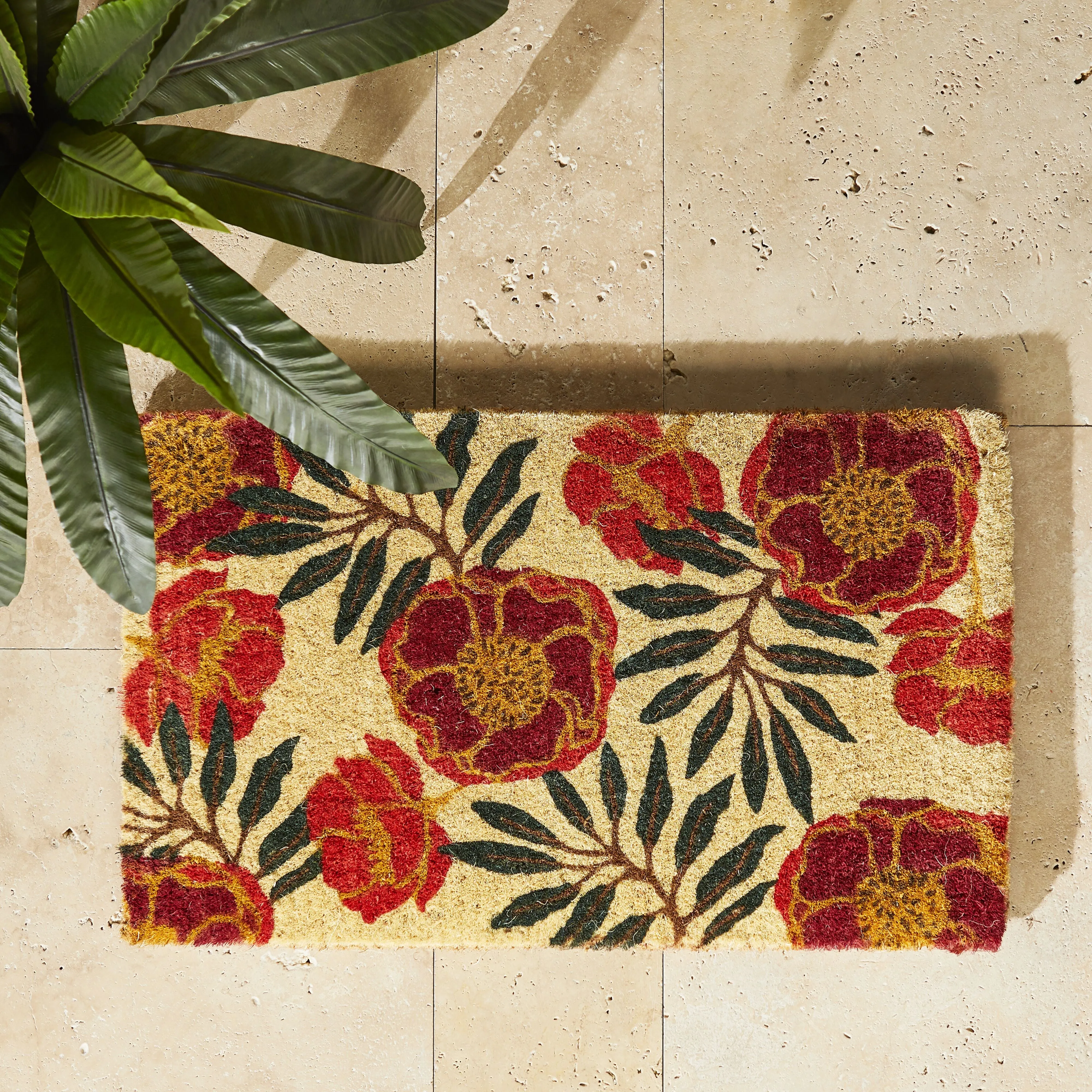 Blush Floral Coir Doormat 75x45cm