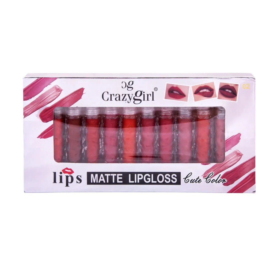 CRAZY GIRL LIPS  MATTE LIPGLOSS SET OF 12