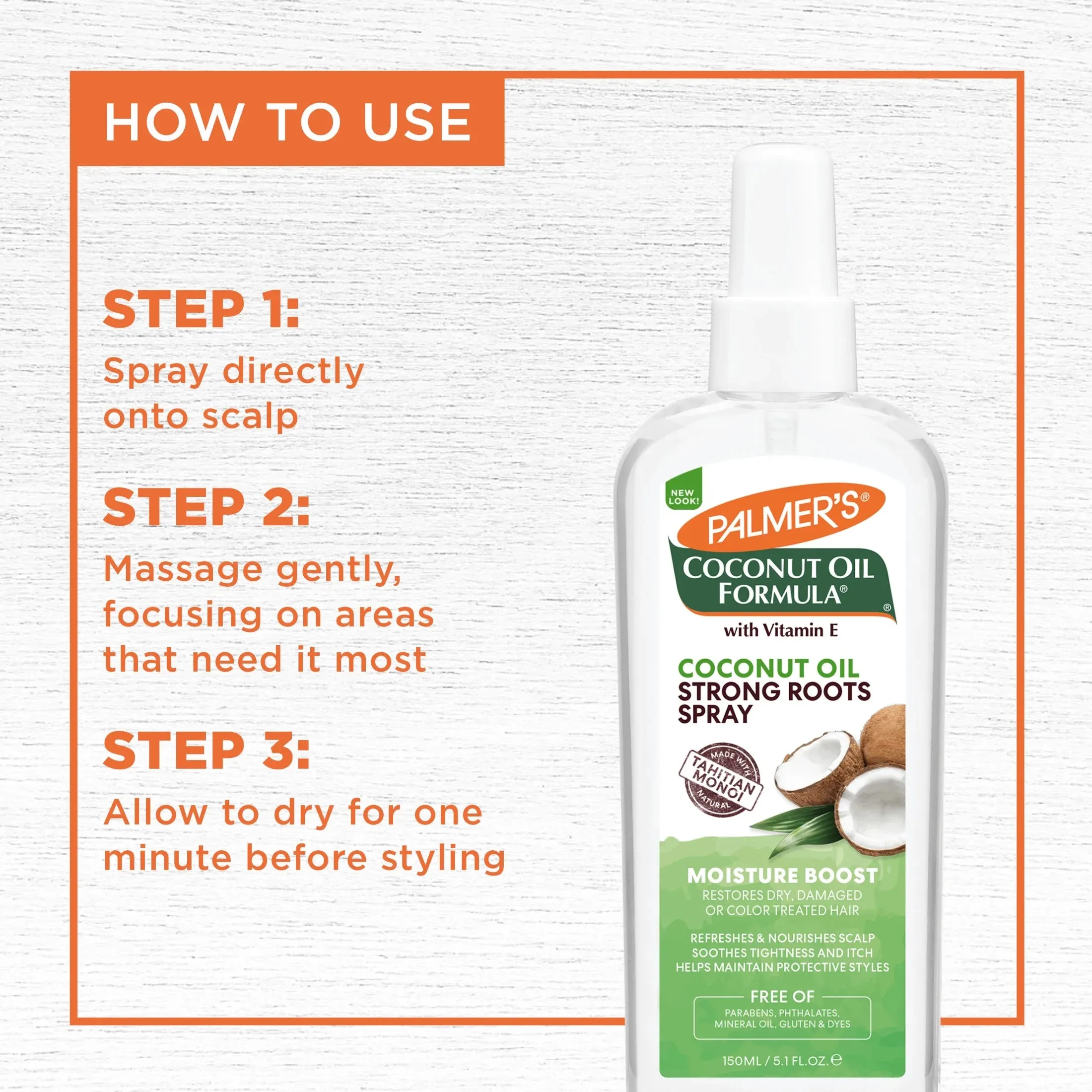 Palmers Coconut Oil Formula Strong Roots Spray - 150ml For Dry Damaged Hair