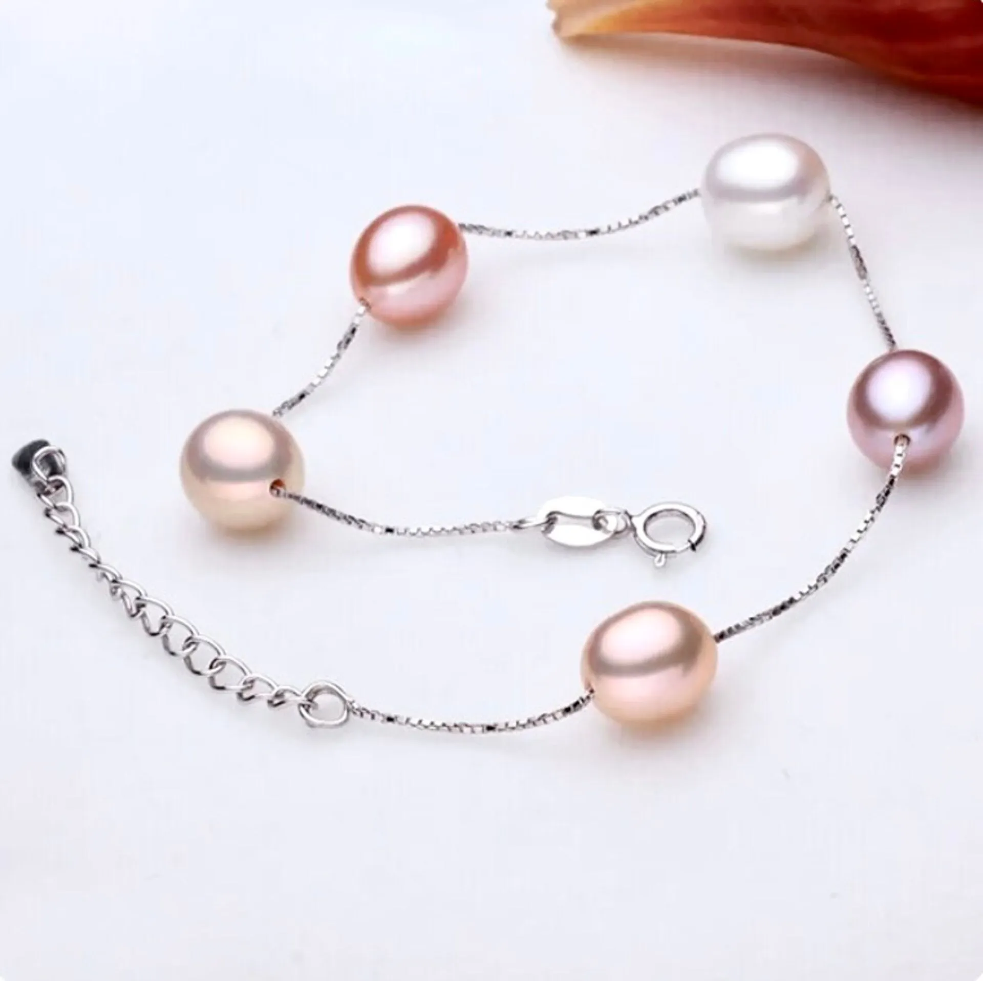 "Alegria" - Sterling Silver and Natural Pearl Bridal Bracelet - More Colors Available