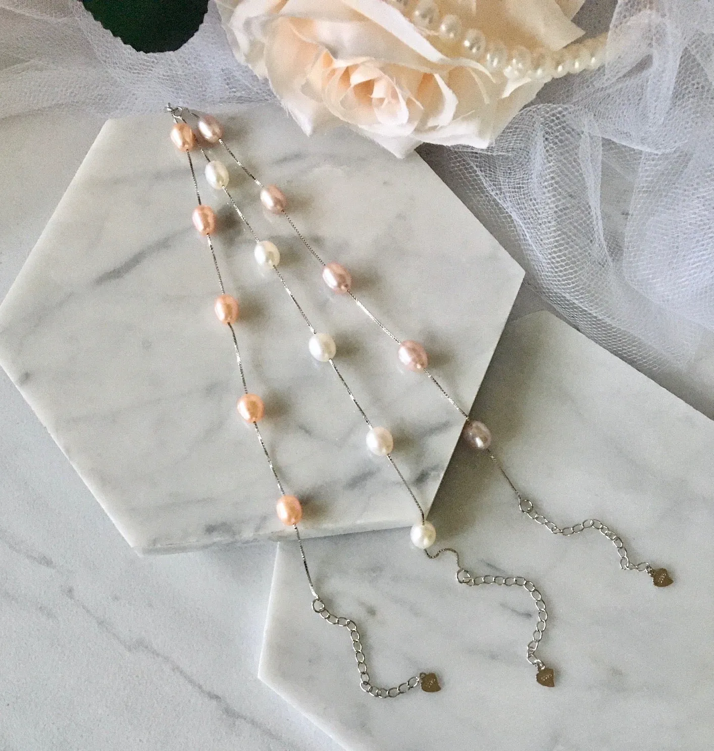 "Alegria" - Sterling Silver and Natural Pearl Bridal Bracelet - More Colors Available