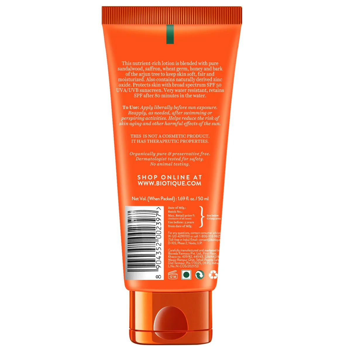 Sun Shield Sandalwood 50 SPF Suncreen Lotion 50ml