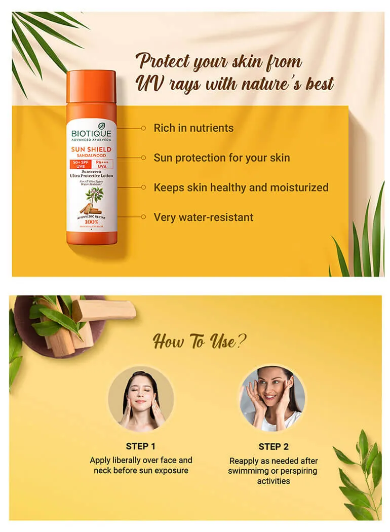 SUN SHIELD SANDALWOOD 50 SPF Sunscreen Lotion 190ml