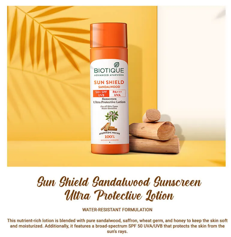 SUN SHIELD SANDALWOOD 50 SPF Sunscreen Lotion 190ml
